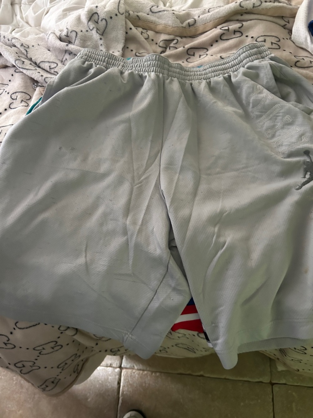 Jordan Men’s Light Gray Athletic Shorts with Side Logo